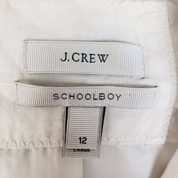J CREW Schoolboy 100% Linen Blazer Nautical Crest Gold Buttons Preppy size 12 - Picture 3 of 12